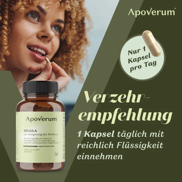ApoVerum Shaka zur Steigerung der Resilienz - Grafik über Einnahmeempfehlung